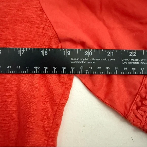 Chico's Vibrant Women’s Blouse Textured Sleeves 1 medium Coral Linen Beachy - Picture 6 of 9